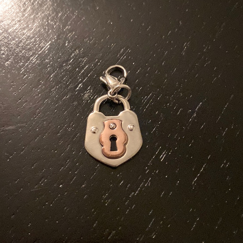 Origami Owl rose gold/silver lock charm